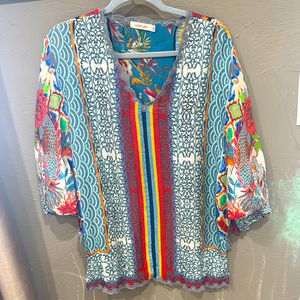 Johnny Was Multicolor Bohemian Blouse
